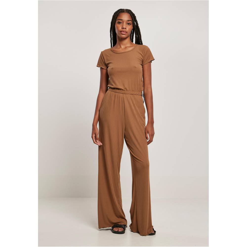 Urban Classics - Rib Wid Leg Jumpsuit - Bruin